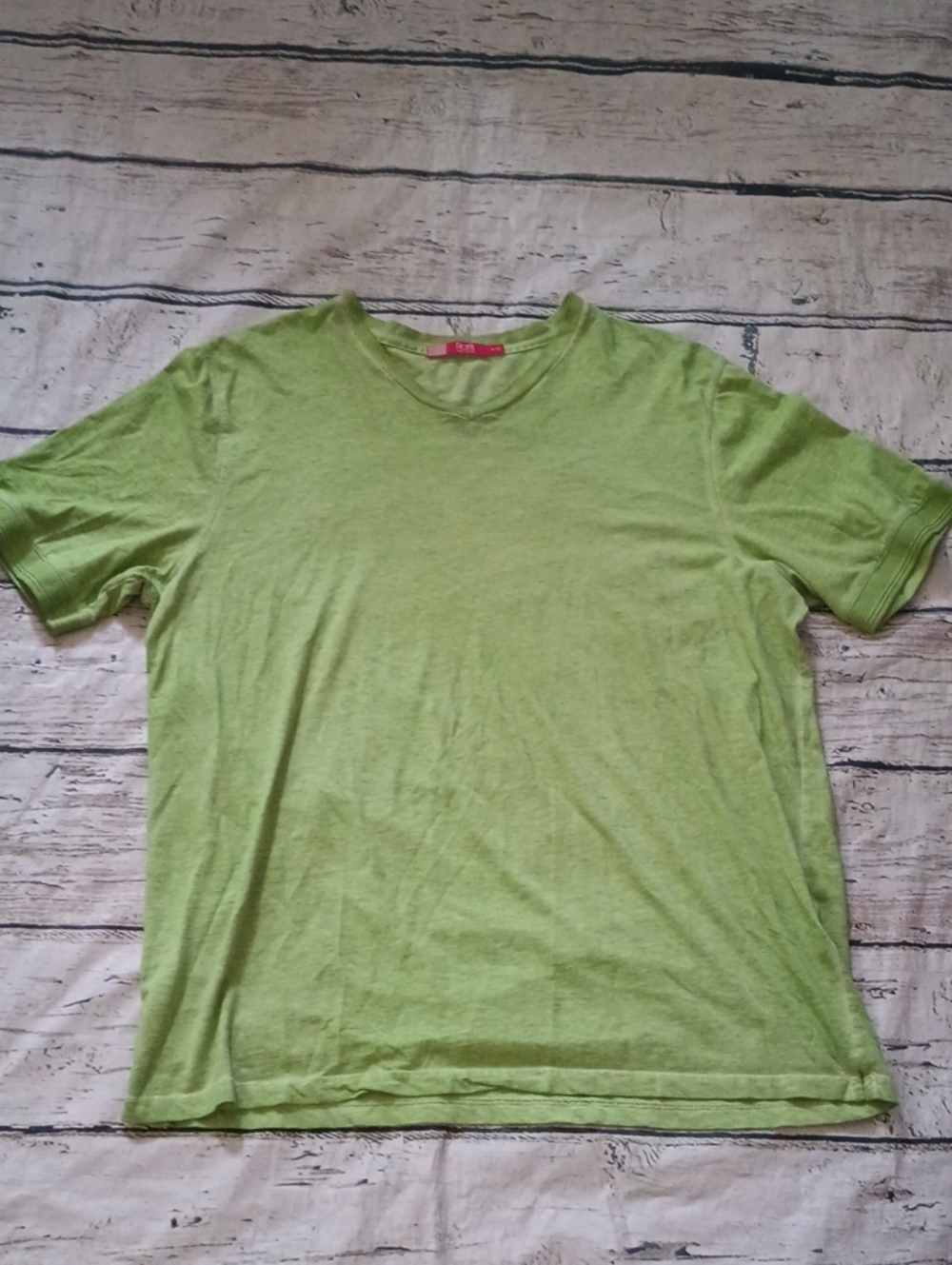 Raffi Men's Lime Green Heather V Neck Cotton Blend T Shirt XL